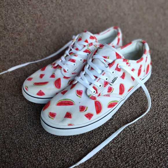 Vans low top canvas “Off the Wall”watermelon all over Sneakers Women’s Size 9.5 - Picture 2 of 7